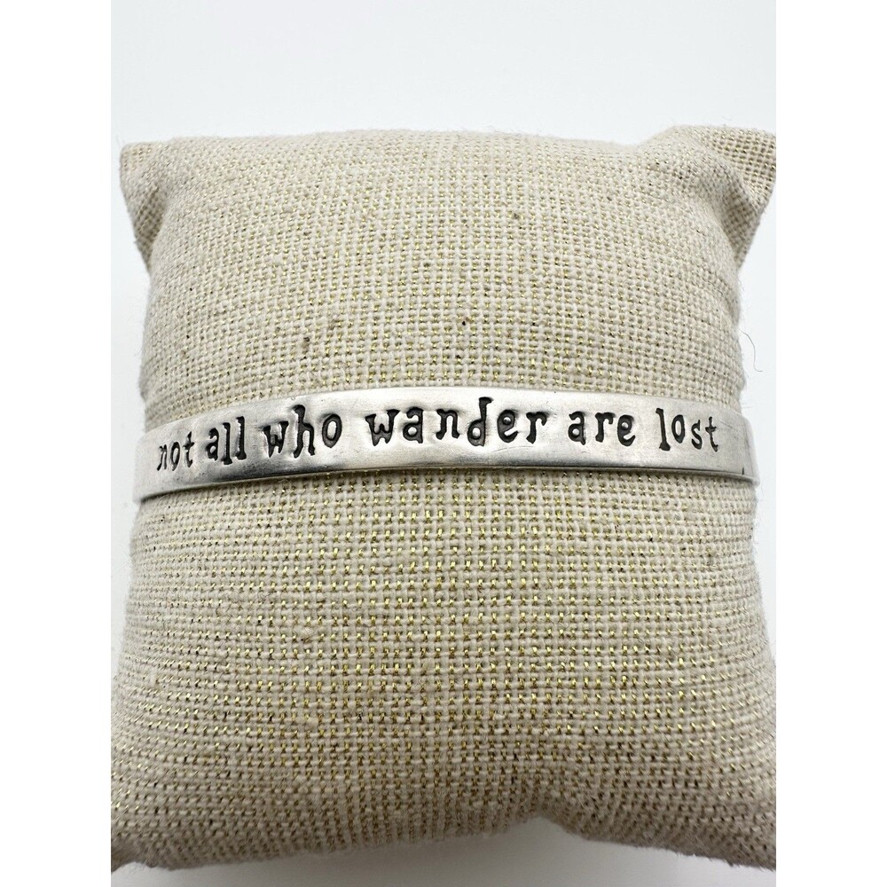 Far Fetch Sterling Silver Cuff Bracelet Not All Who Wander Are Lost